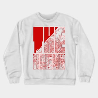 The Hague, Netherlands City Map Typography - Oriental Crewneck Sweatshirt